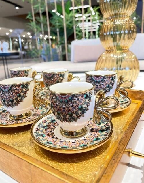 Royking Kante 6lı Kahve Fincan Takımı YEŞİL-SOMON BKY 003