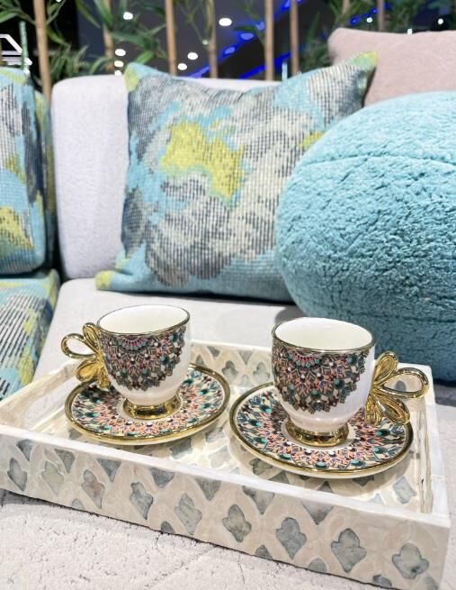 Royking Kante 6lı Kahve Fincan Takımı YEŞİL-SOMON BKY 003