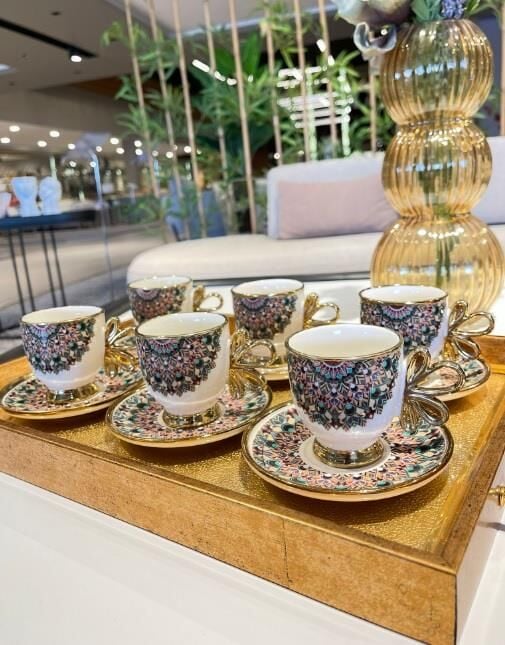 Royking Kante 6lı Kahve Fincan Takımı YEŞİL-SOMON BKY 003