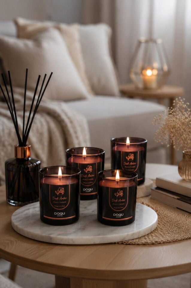 Doqu Home New Dark Amber Kokulu Mum Saydam - 170 gr 4'lü