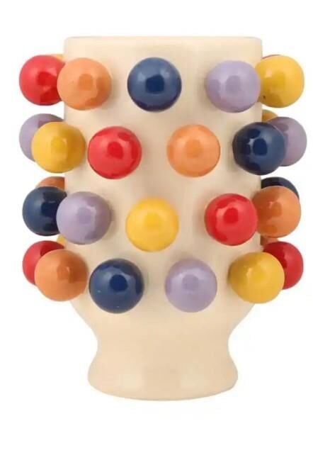 Evdema Vitale Seramik Puantiyeli Küçük Vazo 19*19*24 cm AK.KD0012