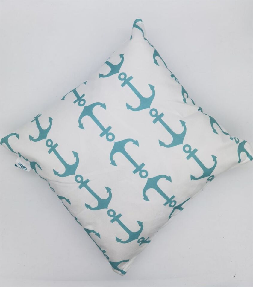Doqu Home Marin Desenli Baskılı İçi Dolgulu Kırlent MRN01 45x45 - Mavi