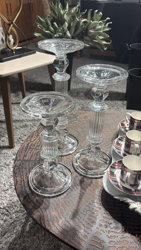Crearthome 3lü Sütun Cam Mumluk 25-30-35 cm Kermanhome1