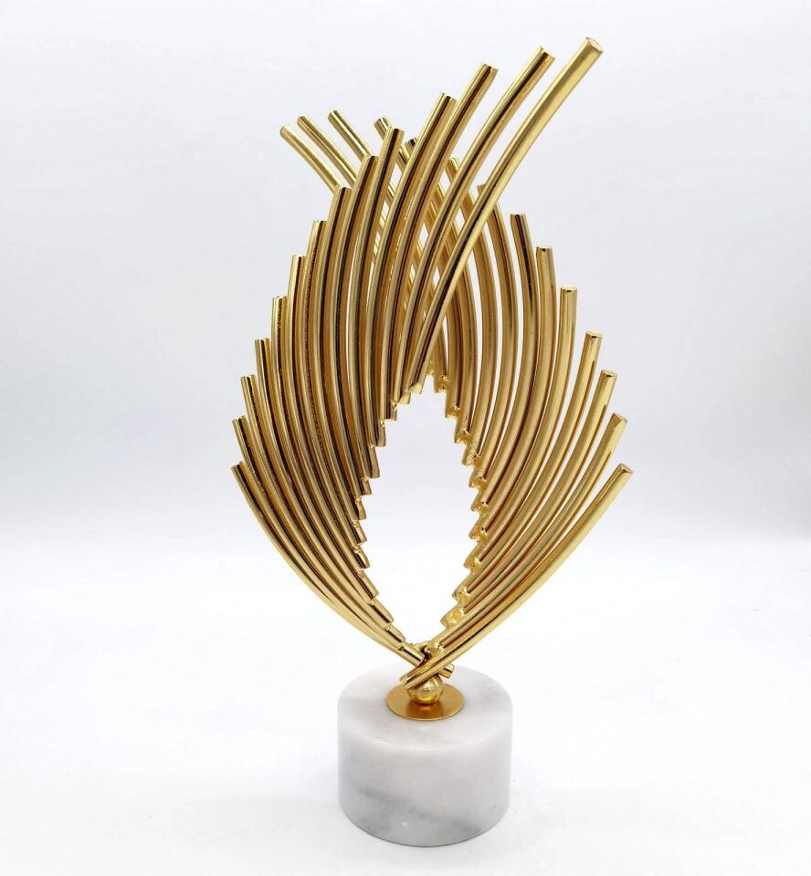 Crearthome Mermer Kaideli Melek Kanadı Obje Gold C-125A