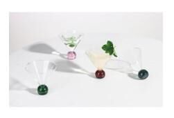 Linanware 4 Adet Set Renkli Küreli Cam Dondurma Sunum ve Tatlı Sunum Kasesi/Bardağı 200 ml DSG-15