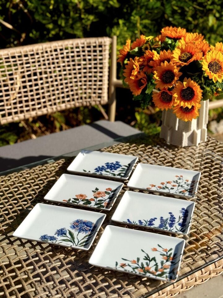Porland Flower Garden 6 Kişilik Kare Pasta Tabağı 18x13CM 04PPO000225