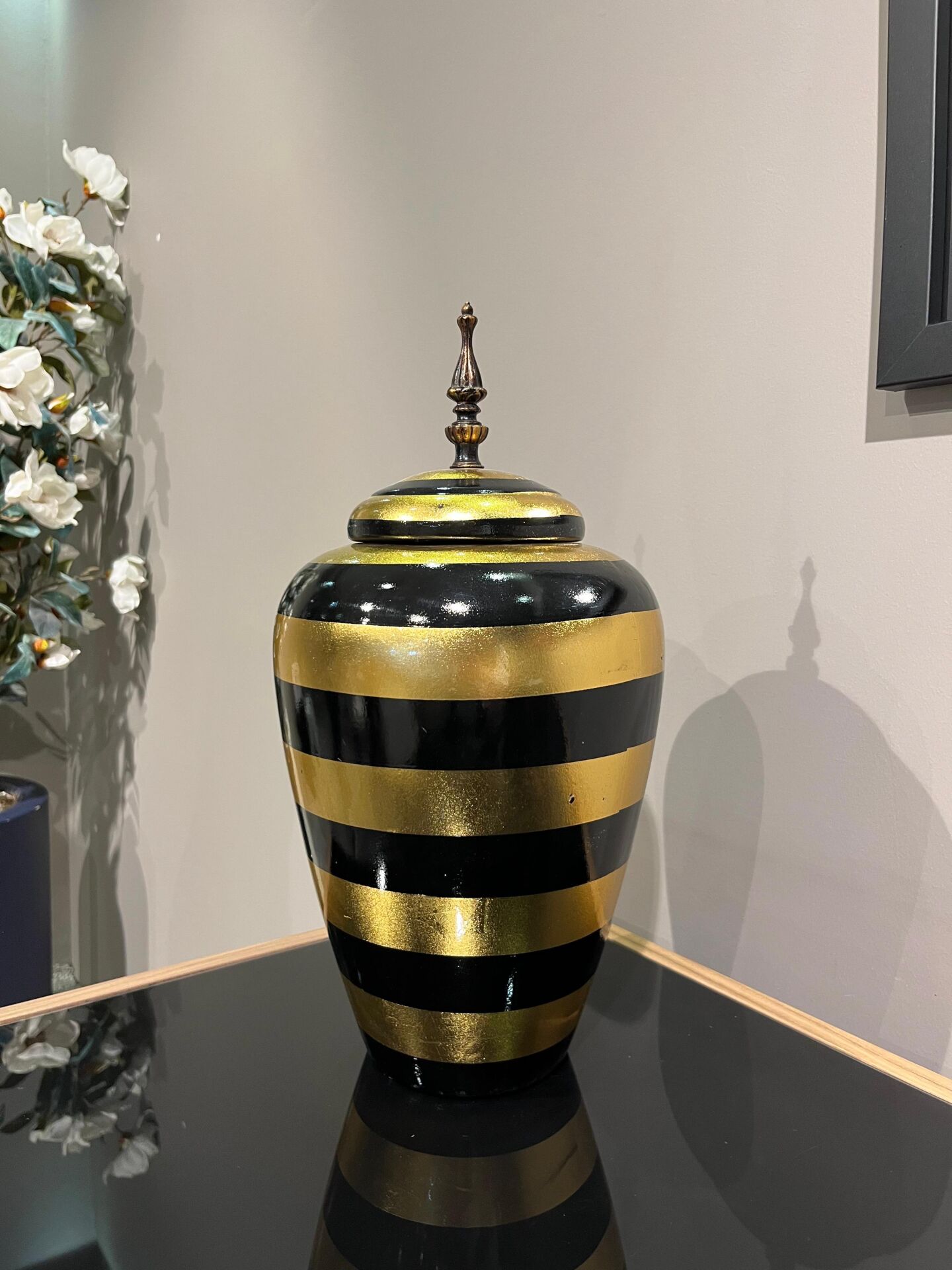 Crearthome Vitale Dory Çizgili Vazo 41x21 Dekoratif Vazo Küp Aksesuar