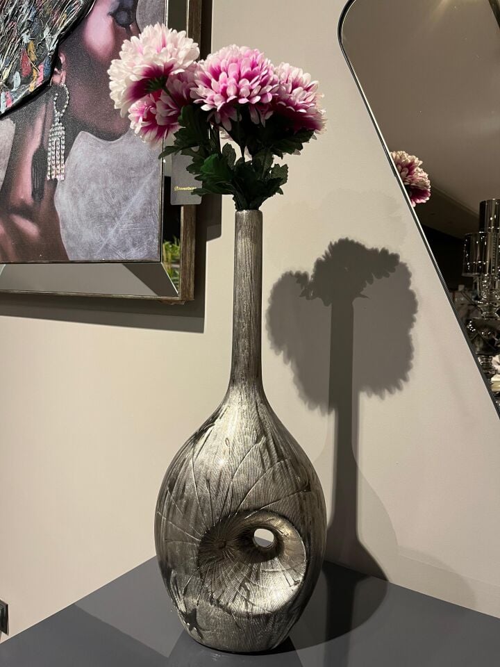 Crearthome Gümüş Vazo 55x21 cm