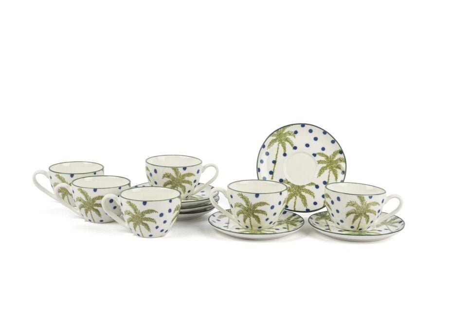 Mikasa Moor Palmiye Yeşil Mavi 6lı Kahve Fincan Seti 90cc  P374.121409
