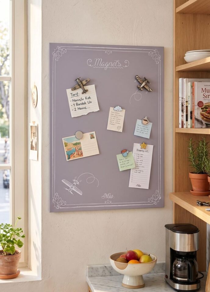 The Mia  Magnet Panosu 70x50 cm Açık Gri KRN0040