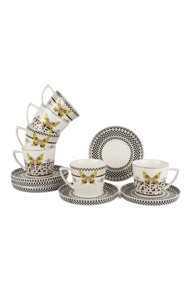 Mikasa Moor Monarch Siyah Beyaz 6lı Çay Fincan Seti 220cc P038.114456