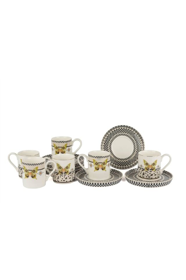 Mikasa Moor Monarch Siyah Beyaz 6lı Kahve Fincan Seti 90cc P038.114449