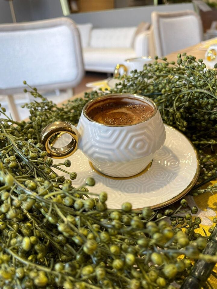 Crearthome Kahve Fincan Takımı Gold Petek Model