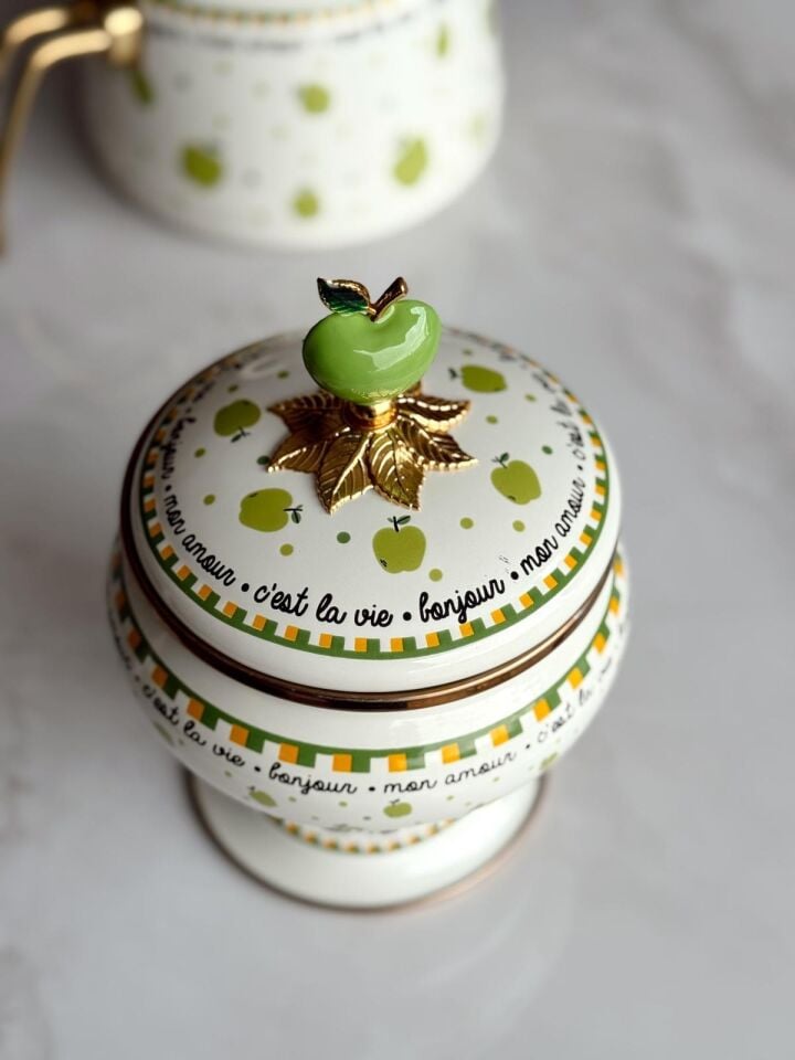 Crearthome Mon Amour Emaye Çaydanlık Ve Şekerlik Takımı