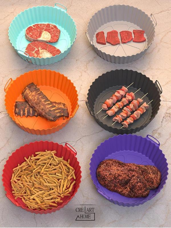 Airfryer Silikon Pişirme Kabı 20x5 Cm Bpa Içermez Tüm Airfryer'lere Uyumlu Pişirme Kağıdı SİYAH