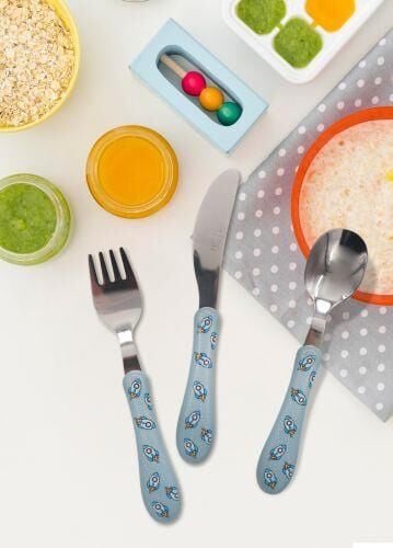 The Mia Bebek Çatal Kaşık Bıçak Takımı Rocket 3 Parça CKB0218