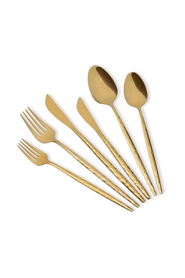 The Mia Shiny Çatal Kaşık Bıçak Takımı Gold 36 Parça CKB0267