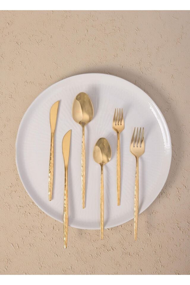 The Mia Shiny Çatal Kaşık Bıçak Takımı Gold 36 Parça CKB0267